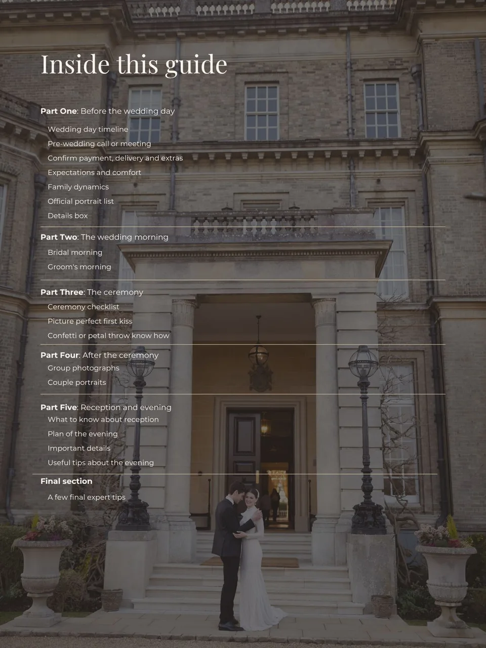Contents preview from Kate Lucas’s Wedding Day Photography Guide