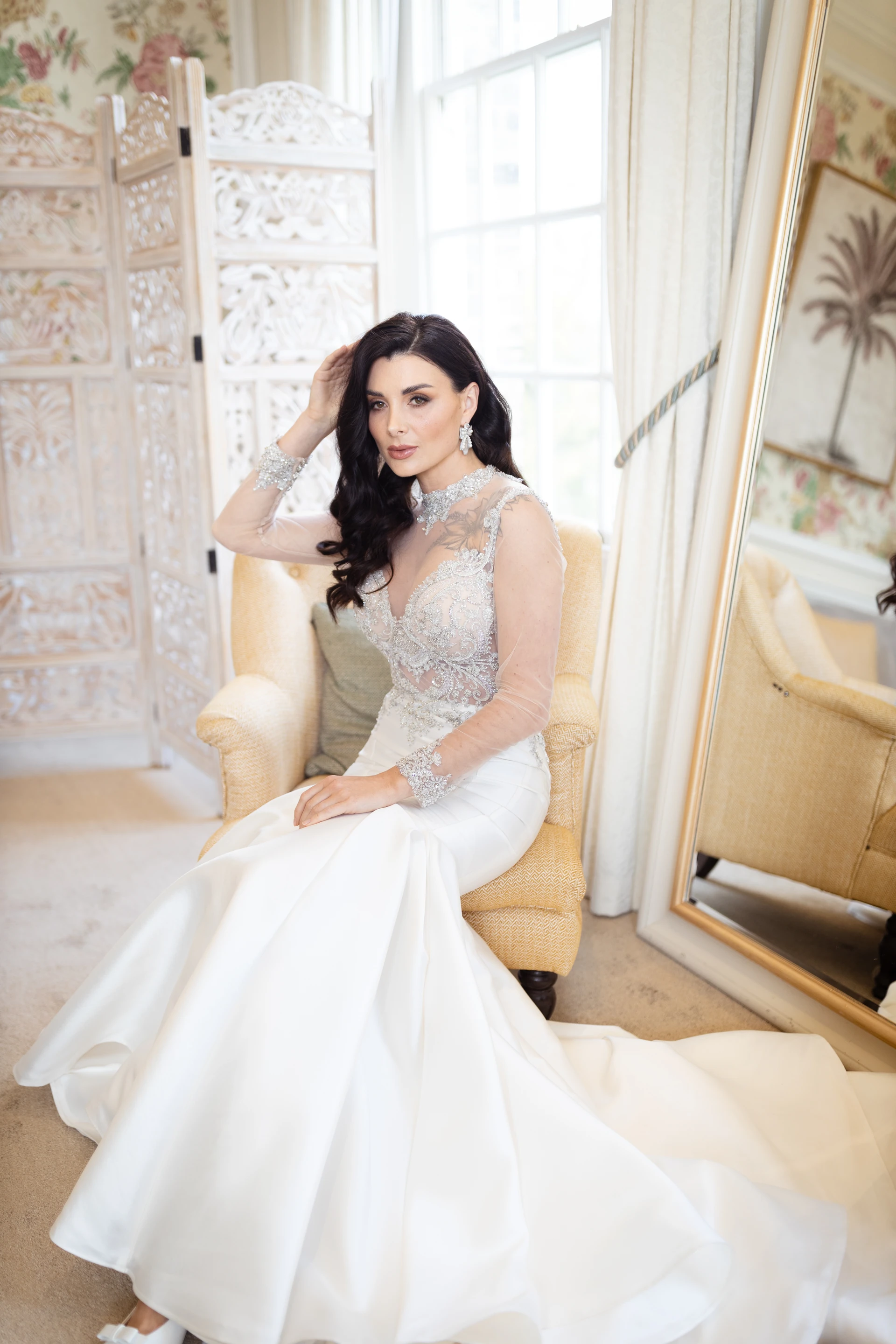 A quiet bridal portrait in the window light