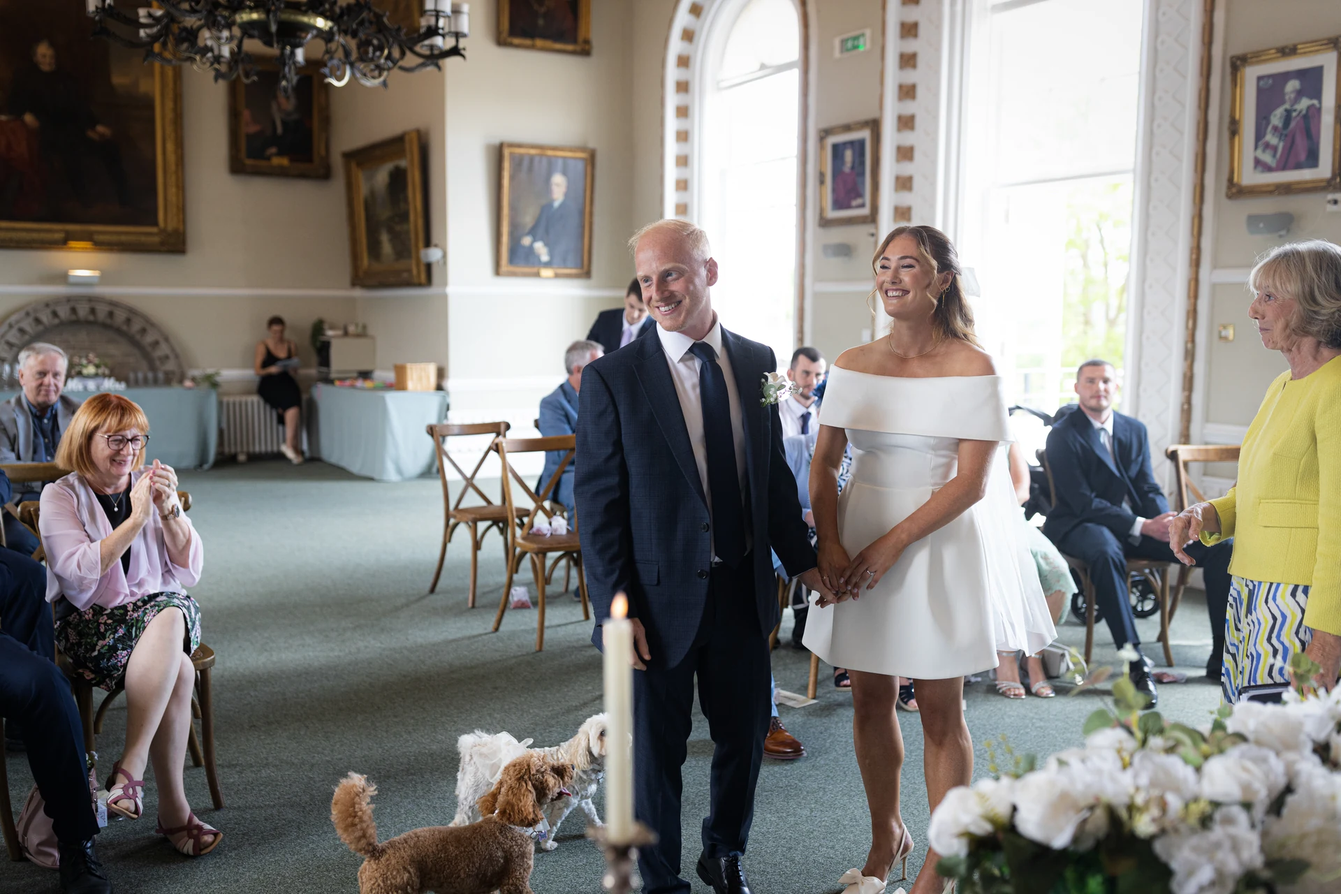 Their Arundel ceremony, surrounded by family and their dogs