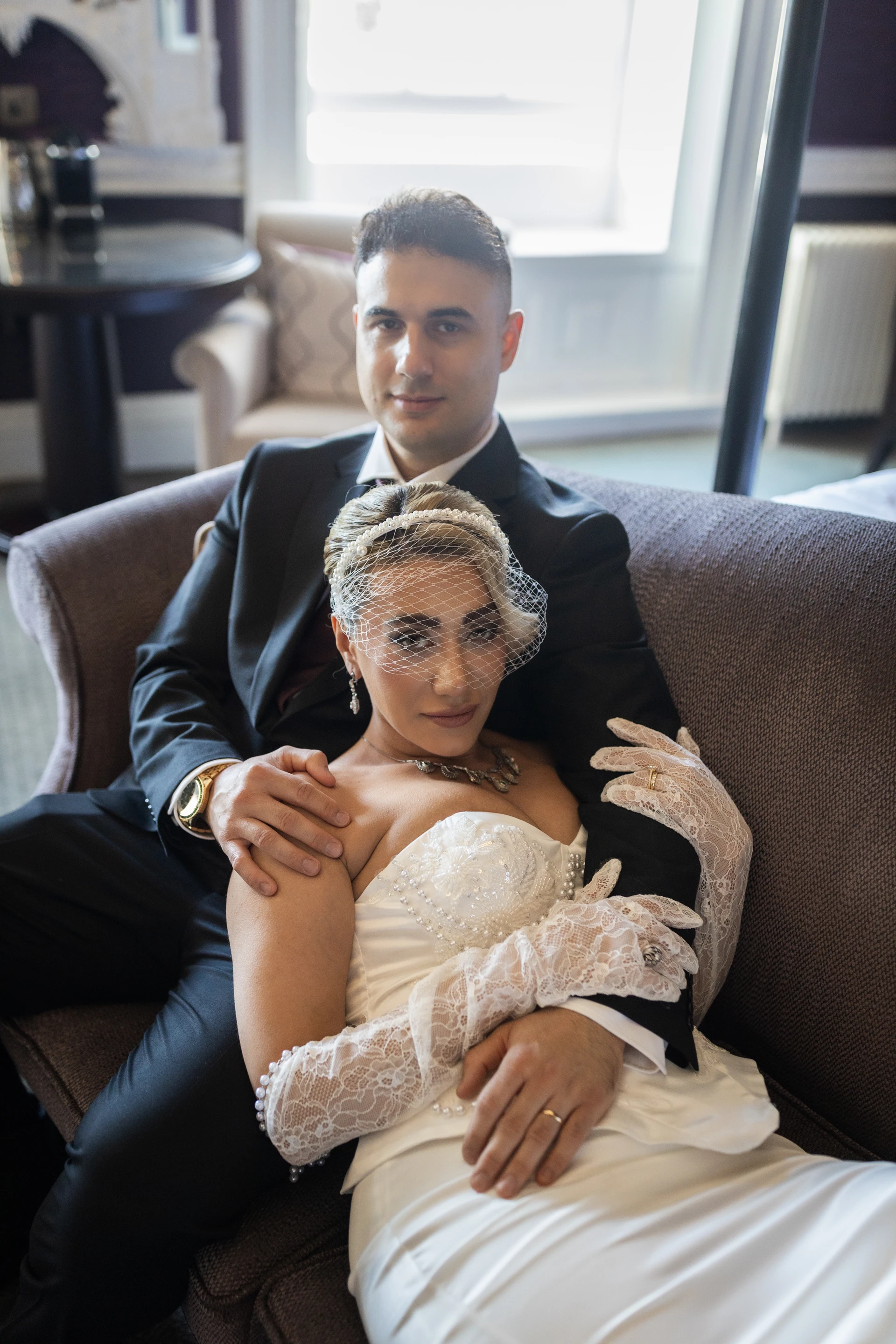An intimate portrait together inside the hotel