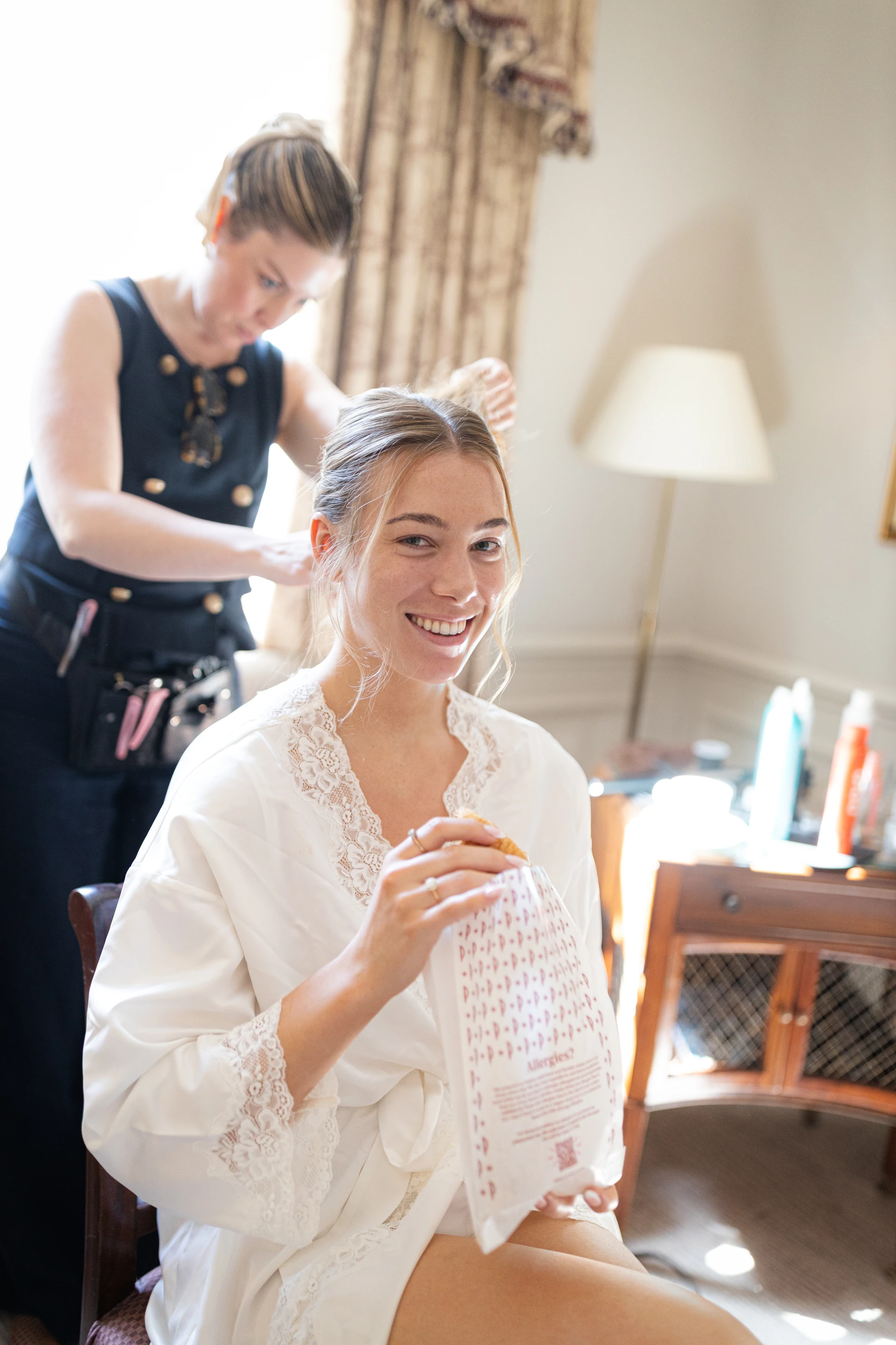 Natalia during her bridal preparations at The Stafford