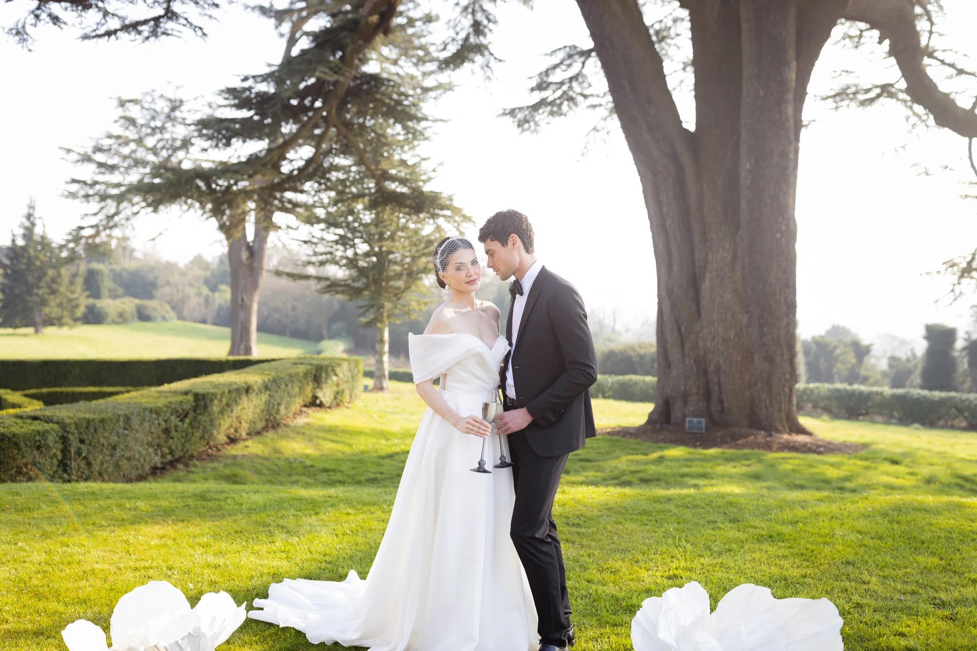 Pen and Joe together in the sunlit gardens at Hedsor House